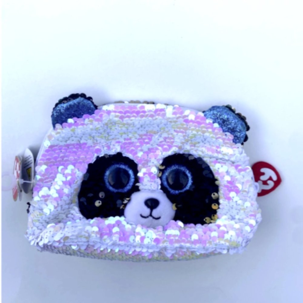 TY Fashion Flippables BAMBOO PANDA Beanie Boo Sequin Clutch Bag Coin Purse NWT